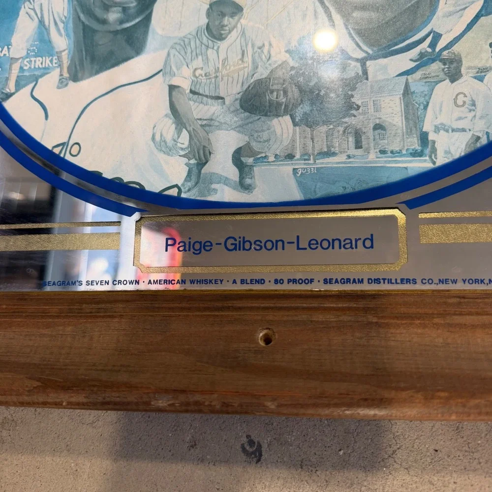 Vintage Seagrams Seven Crowns Sports Paige Gibson Leonard Baseball Mirror Sign